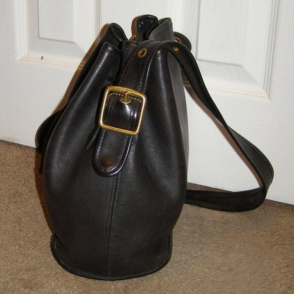 Vintage COACH black leather bucket bag Drawstring closure - Picture 4 of 12